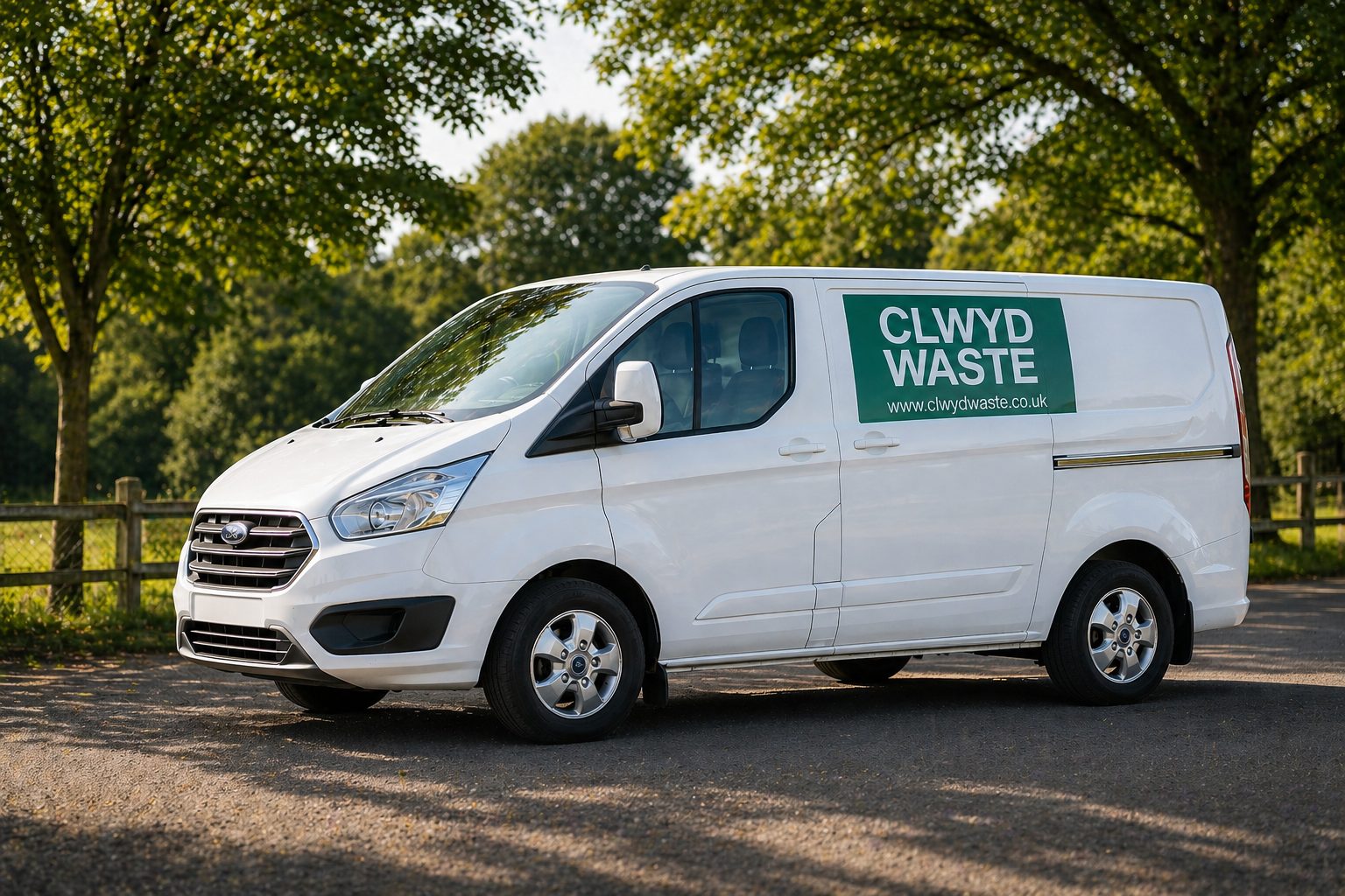 Clwyd Waste Services van on a North Wales road